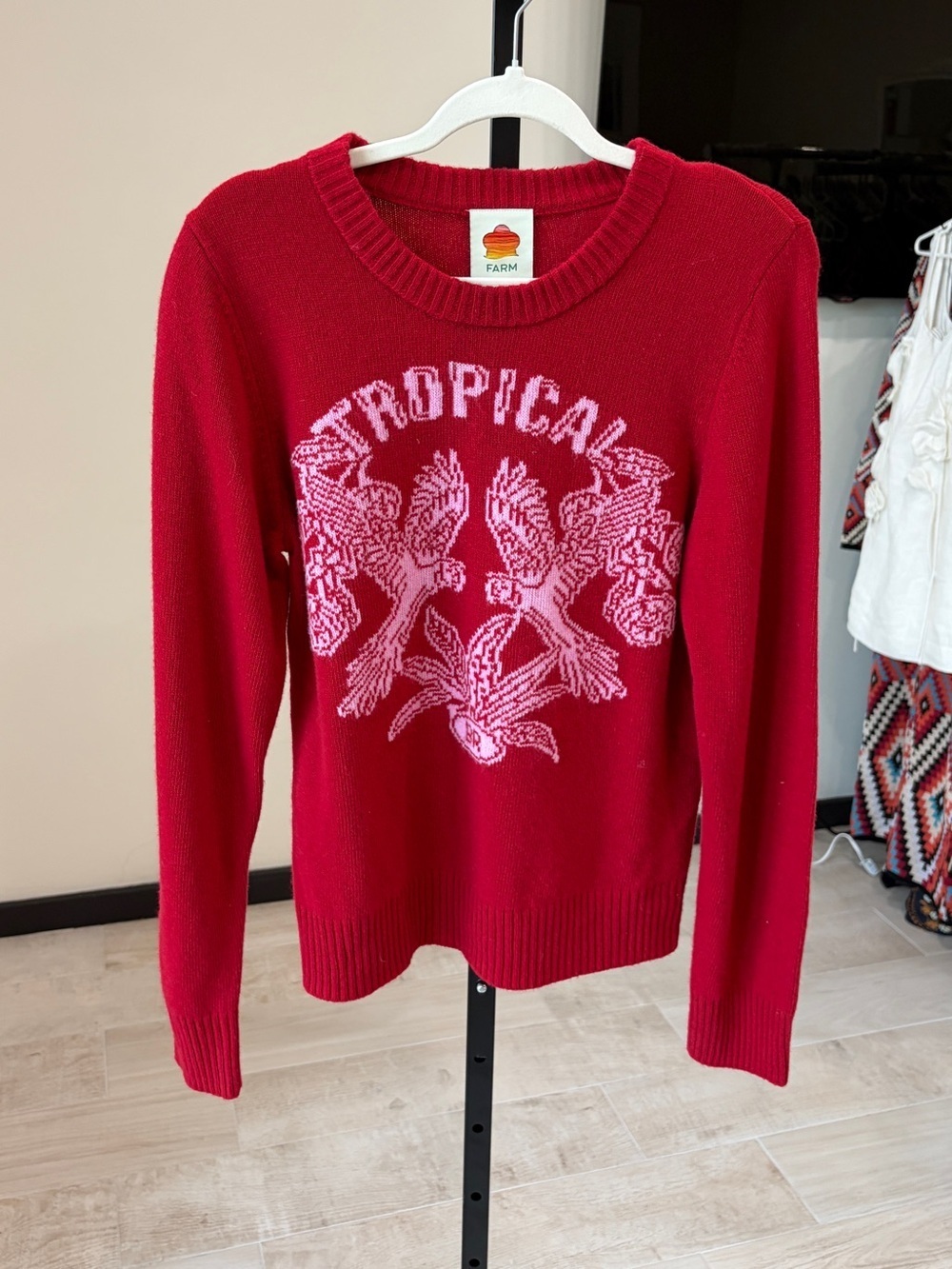 Farm Rio: Tropical Red Knit Sweater - Picture 7 of 8